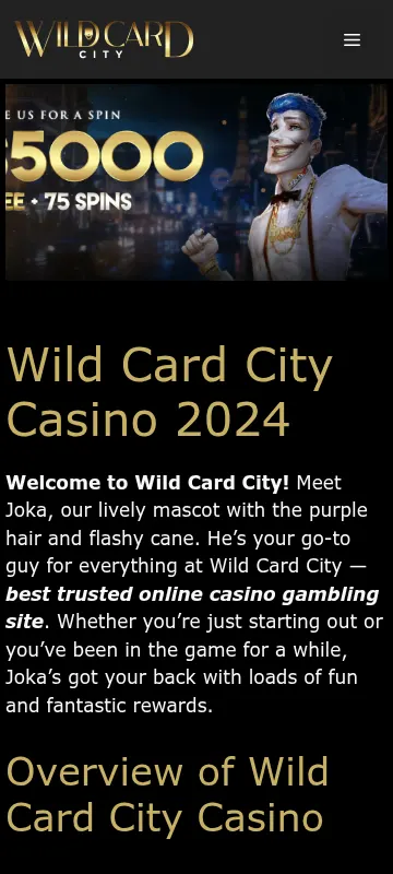 Wild Card City Casino mobile browser access